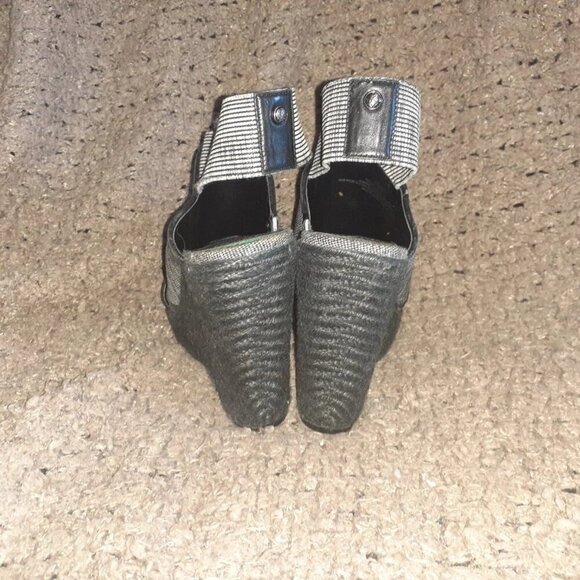 VINCE CAMUTO-Madalisa-Espadrille Platform Wedge-Black/White Textile-Sz 9.5-NM - Picture 5 of 7